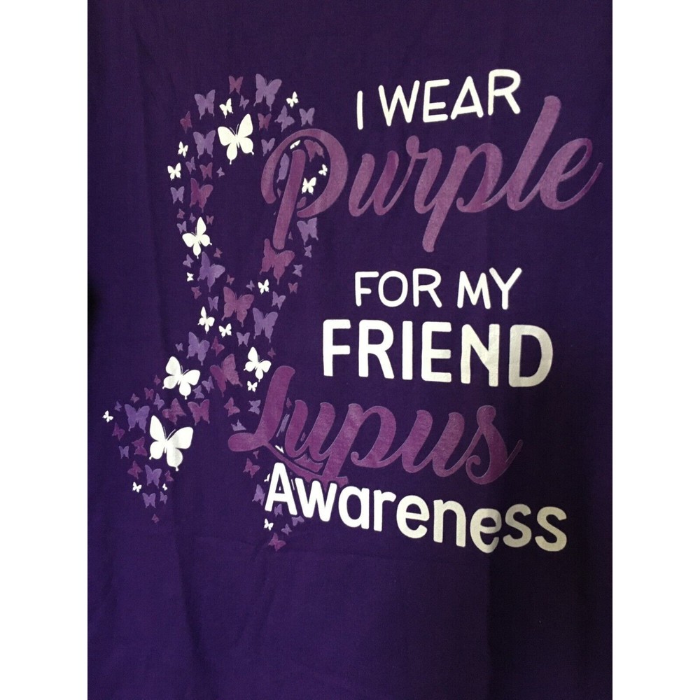 T-Shirt Large Unisex Purple Lupus Awareness 100% Cotton Chest 43"